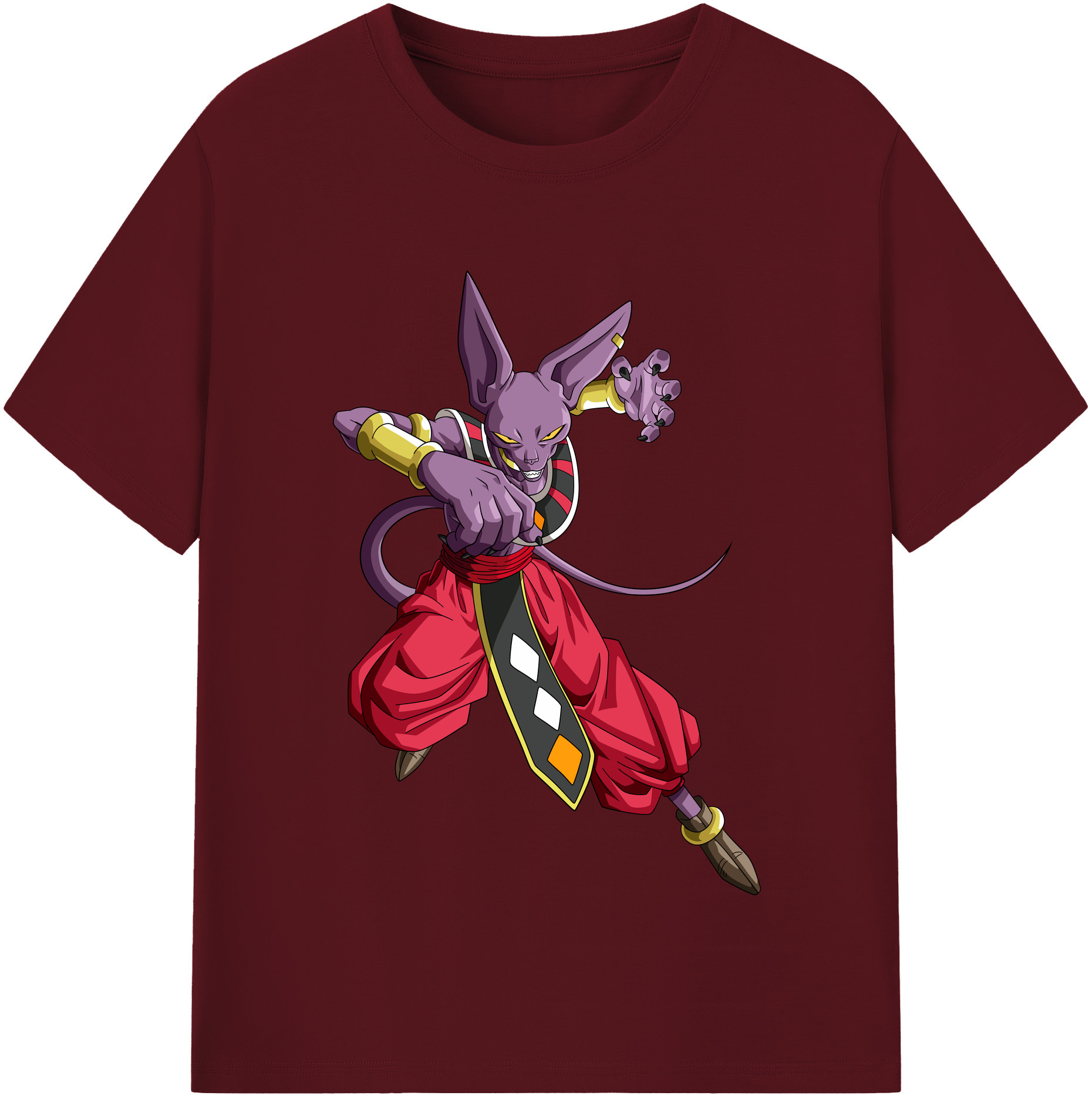 （画像用） ドラゴンボール ビルス 破壊神ビルス DRAGON BALL Beerus Birusu 綿100％半袖Tシャツ（フロントプリント）
